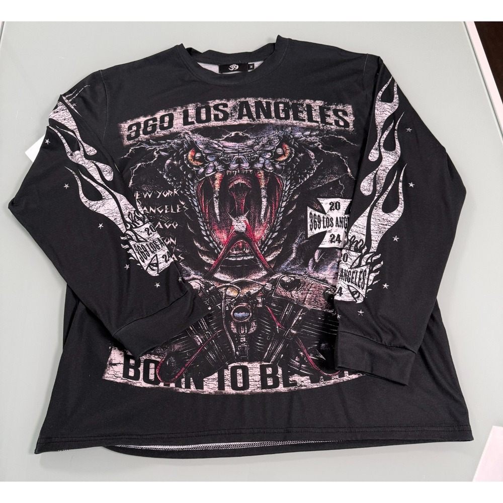 369 Los Angeles Long Sleeve T- Shirt Men's M Black/white Born To Be Wild Tour